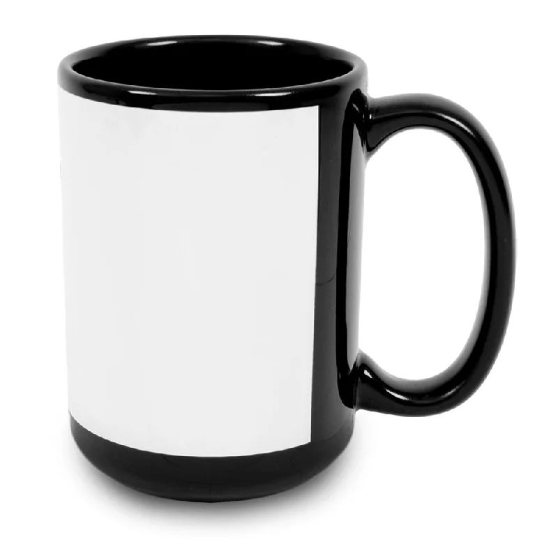 HPN ORCA Premium 15 oz. Black Sublimation Ceramic Mug with White Patch - 36 per Case