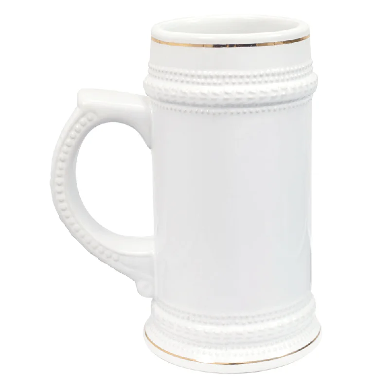 HPN ORCA Premium 22 oz. Sublimation Ceramic Beer Stein with Gold Trim - 18 per Case