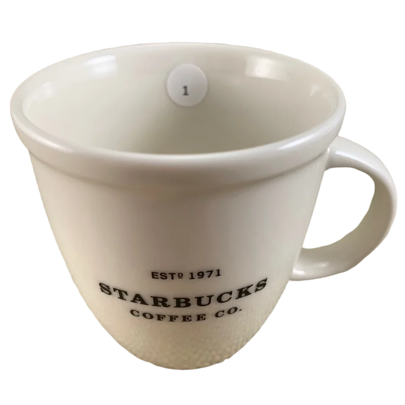 30th Anniversary ESTD 1971 Starbucks Coffee Co Barista Abbey 6oz White Mug With Black Lettering