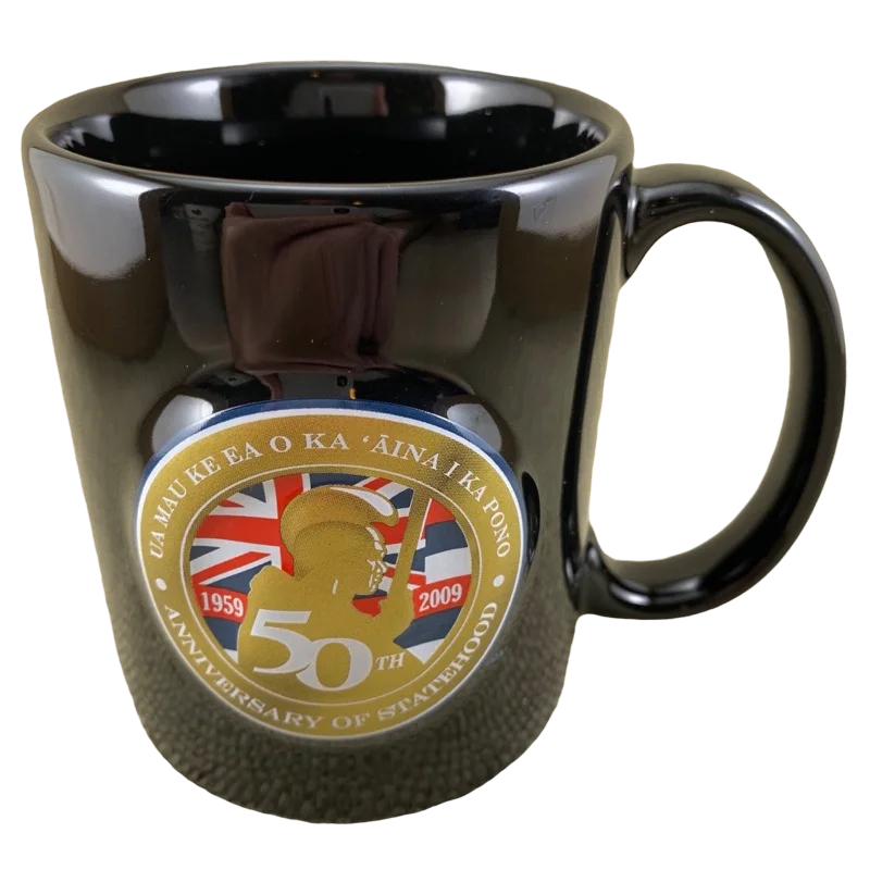 50th Anniversary Of Statehood Hawaii Embossed Black Mug