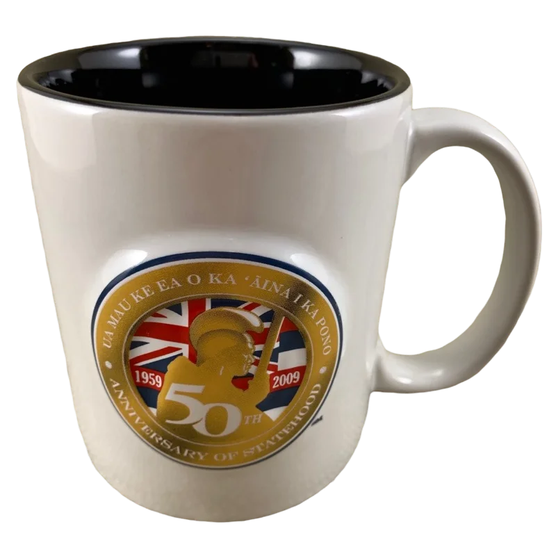 50th Anniversary Of Statehood Hawaii Embossed White Mug