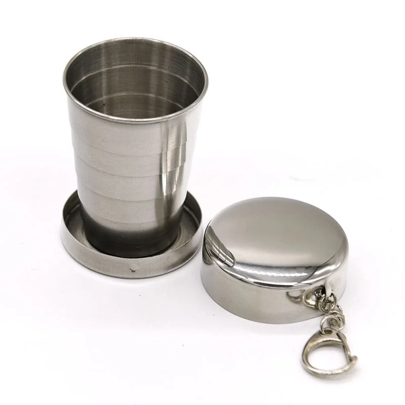 75/140/240ml Folding Cup Outdoor Travel Stainless Steel Portable Retractable Metal Wine Cup Mini Glass Telescopic Folded Mug Gif