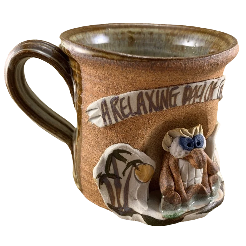 A Relaxing Day Of Golf Monkey Pottery Mug