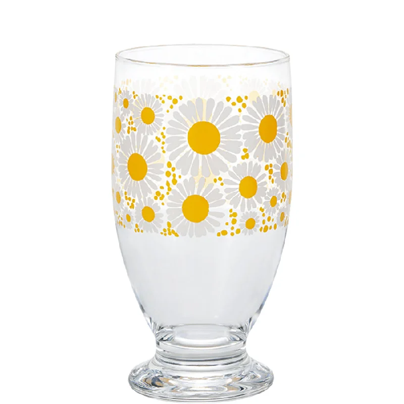 Aderia Glass Pedestal Cups - Yellow Flower