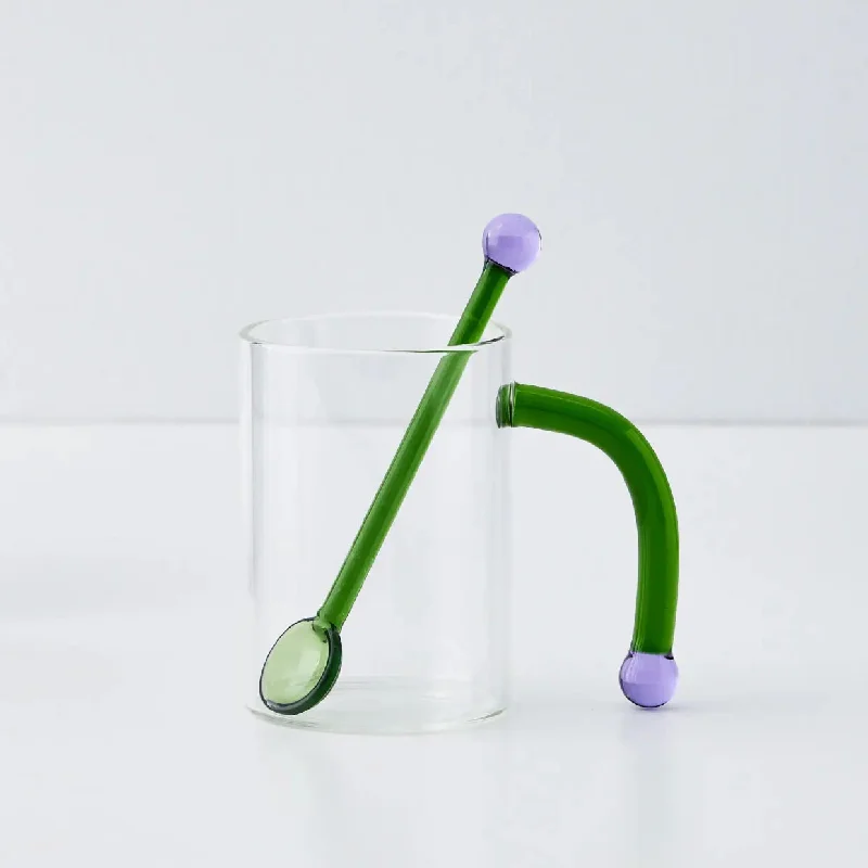 Bauhaus Glass Tumbler & Stirrer Green