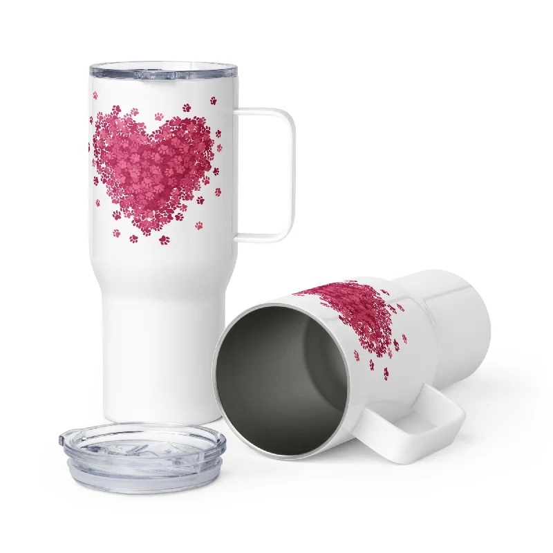 Bursting With Paw Love 25oz Handle Tumbler Travel Mug