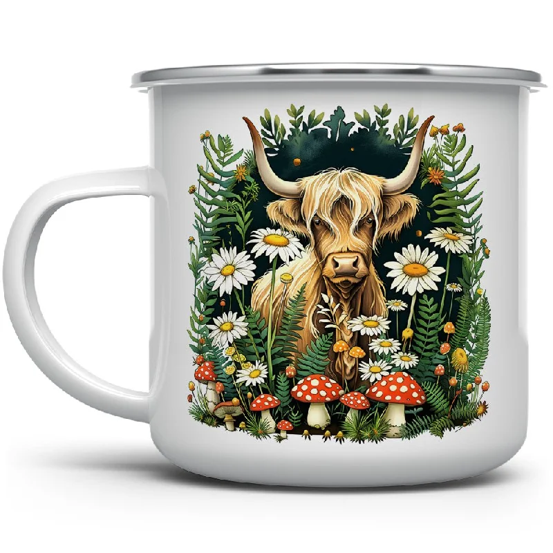 Cottagecore Highland Cow Camp Mug