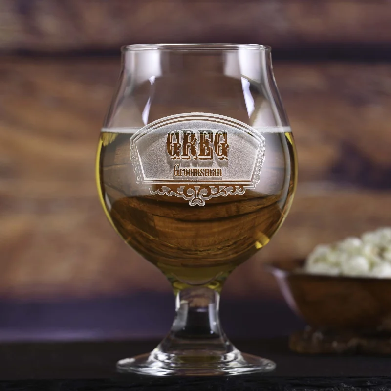 Custom Groomsman Belgian Beer and Cider Glass