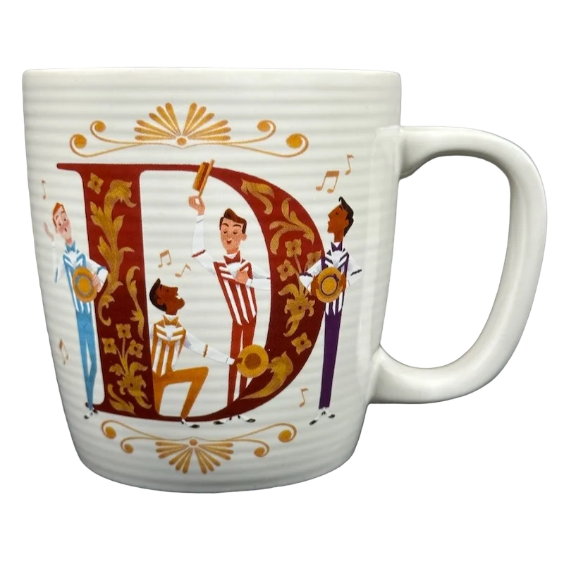 "D" Is For Dapper Dans ABC Letters Monogram Initial Cream Mug Disney Parks