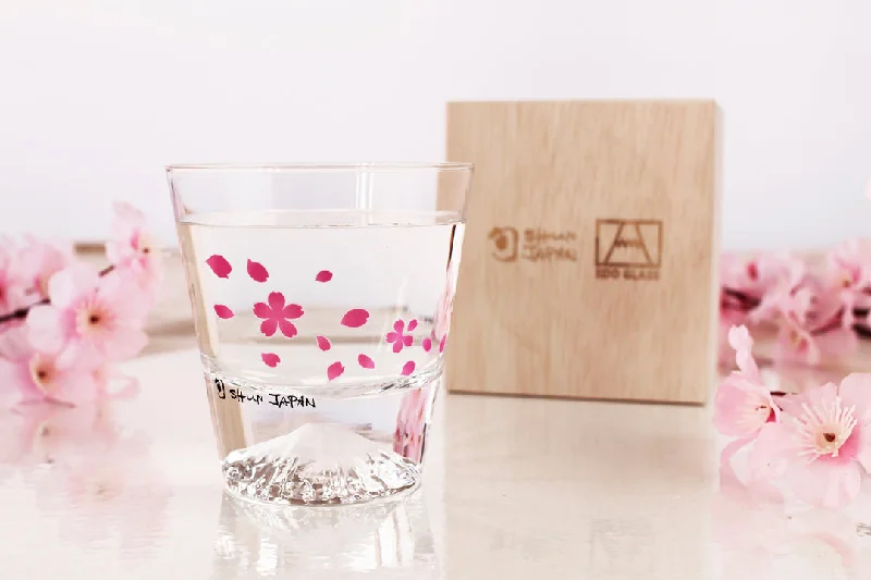 Edo Glass Mt. Fuji Sakura Glass Cup Coloring Changing Cups