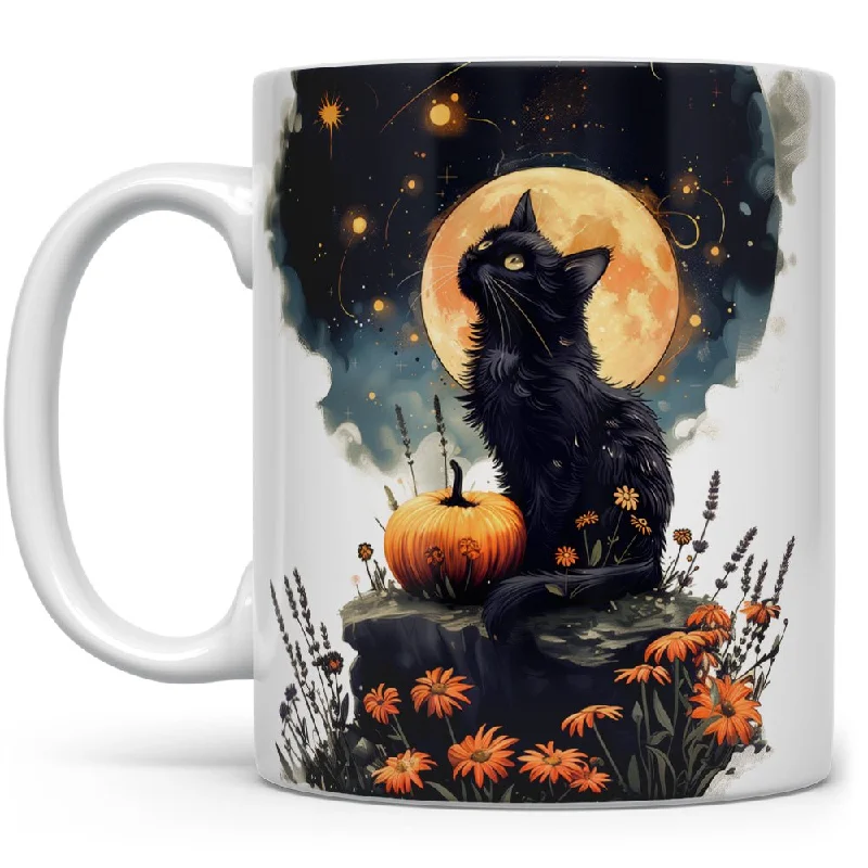 Fall Full Moon Cat Mug