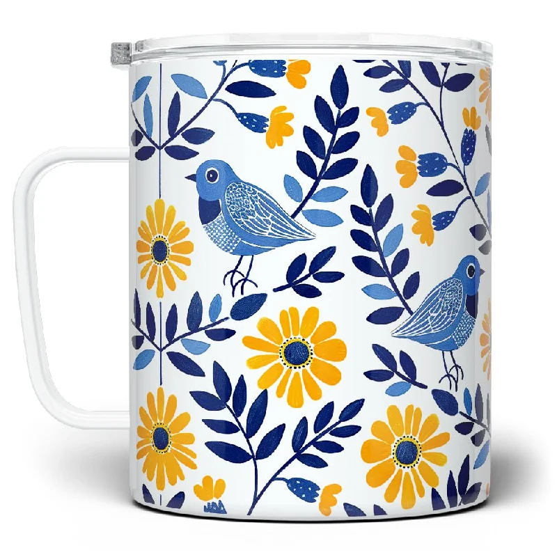 Floral Bird Insulated Travel Mug