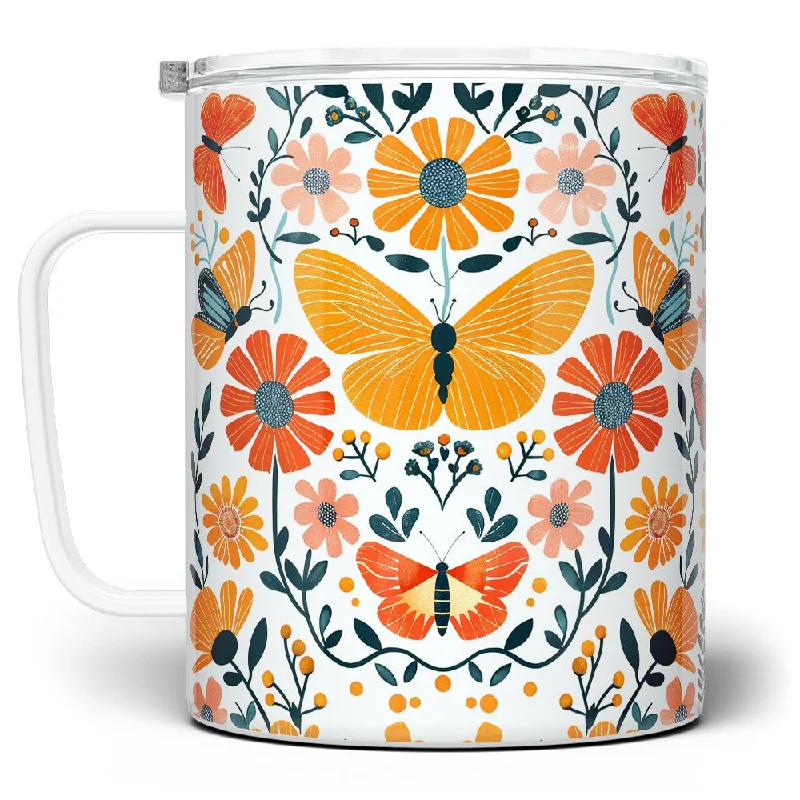 Floral Butterfly Insulated Travel Mug