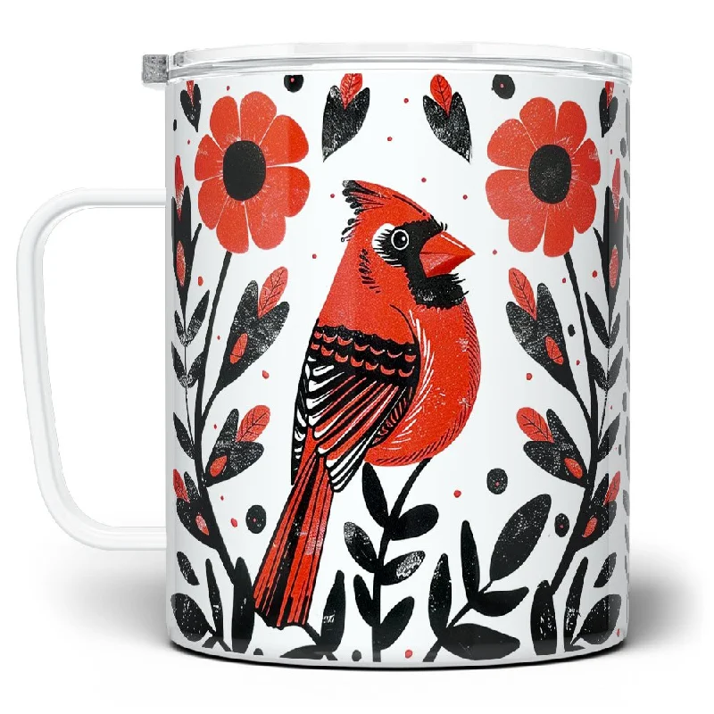 Floral Cardinal Insulated Travel Mug