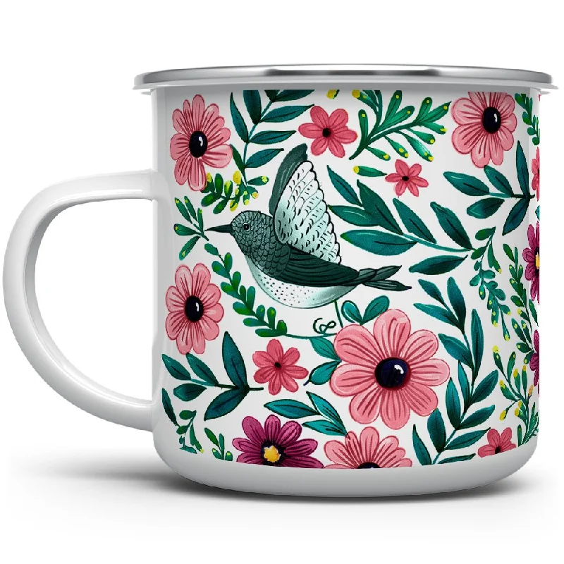 Floral Hummingbird Camp Mug