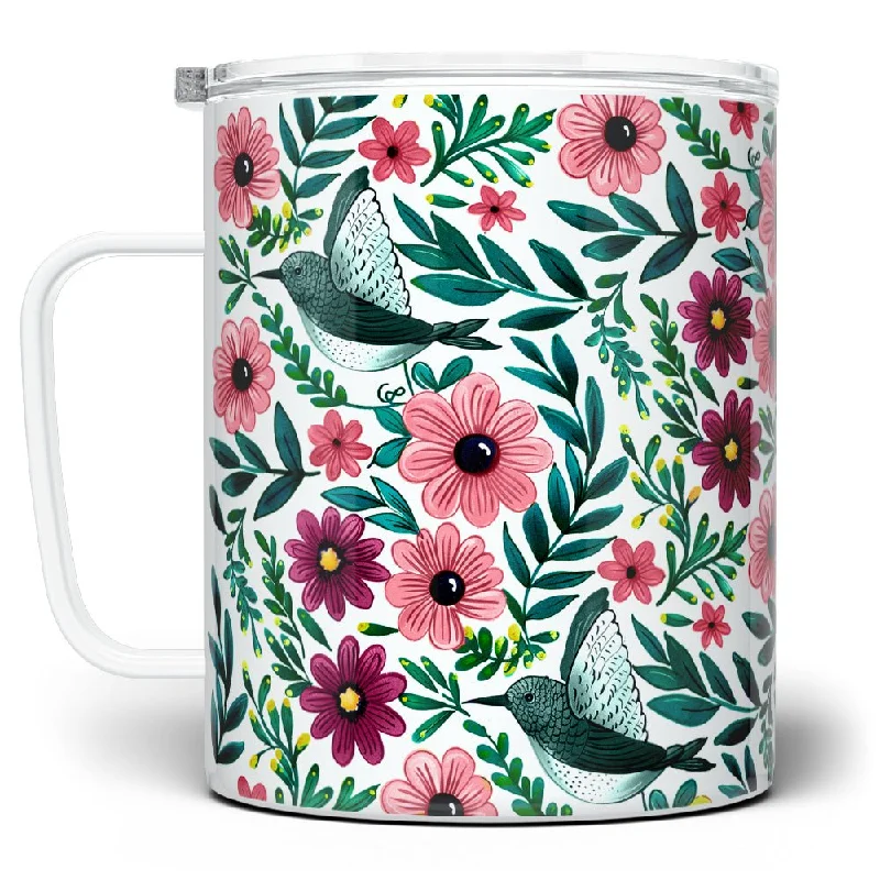 Floral Hummingbird Insulated Travel Mug