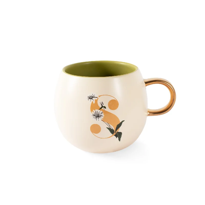 DM MONOGRAM FLORAL "S" ROUND MUG