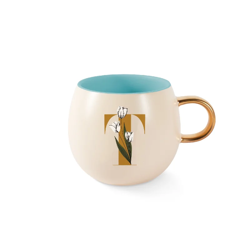 DM MONOGRAM FLORAL "T" ROUND MUG