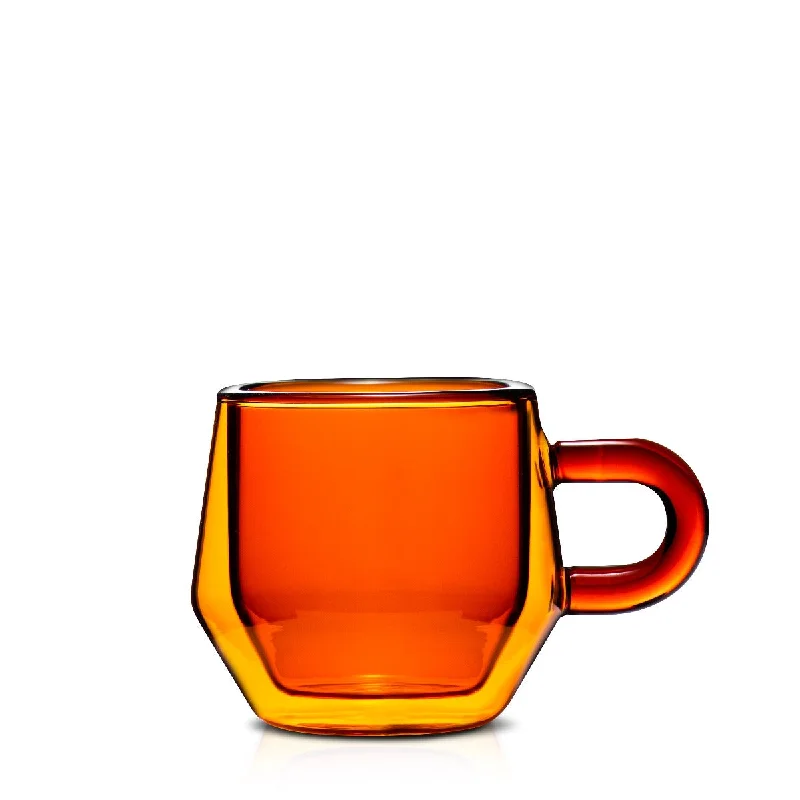 Hearth Double-Wall Glass Mug (4oz/120ml) - Amber, Set of 2