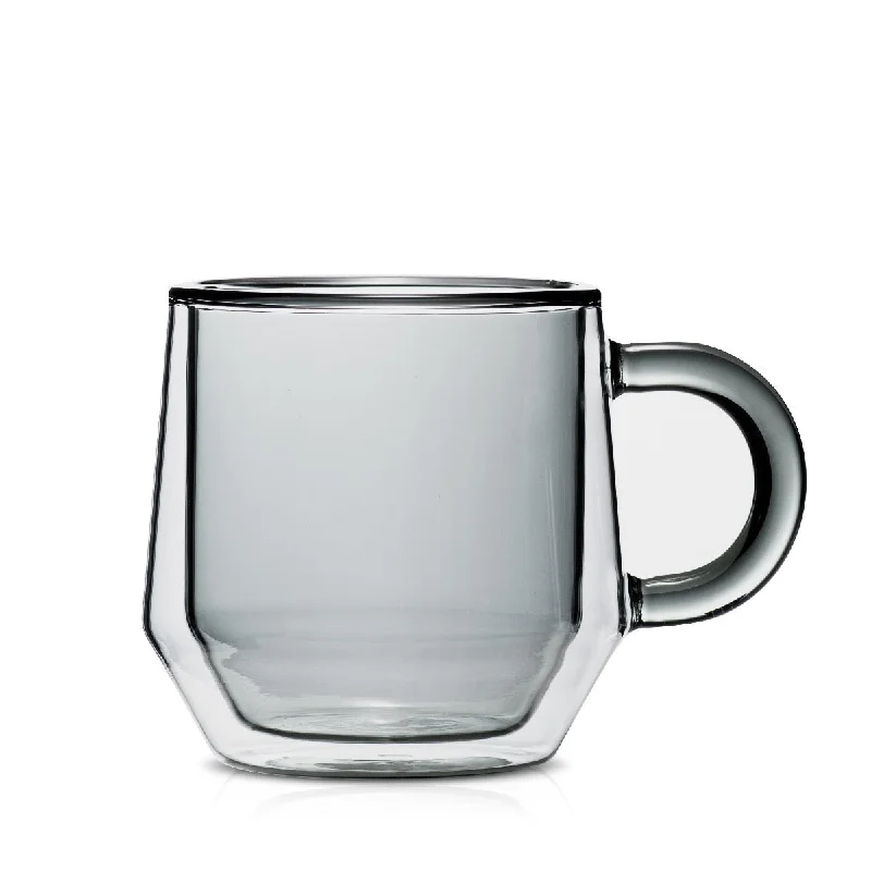 Hearth Double-Wall Glass Mug (6oz/175ml) - Smoke, Set of 2