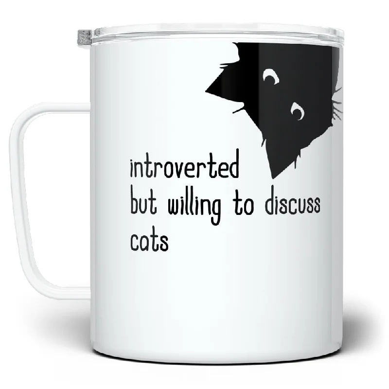 Introverted But Willing to Discuss Cats Insulated Travel Mug