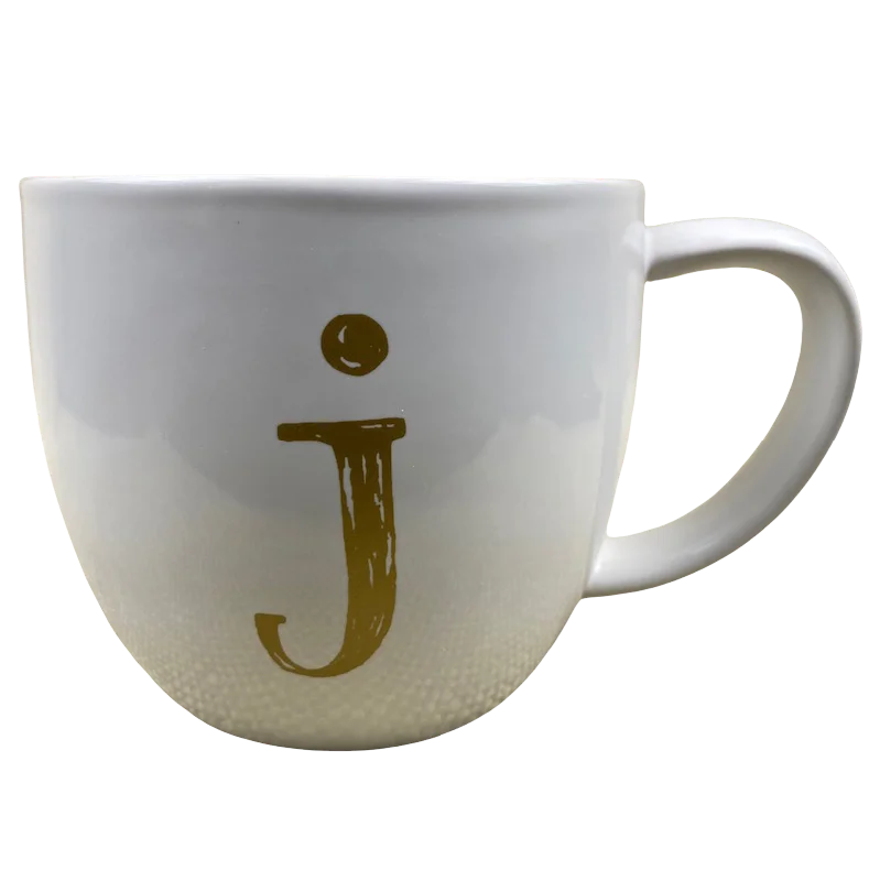 "J" Monogram Initial Gold Font Cream Mug Threshold