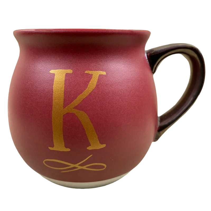 "K" Monogram Initial Maroon Mug Threshold