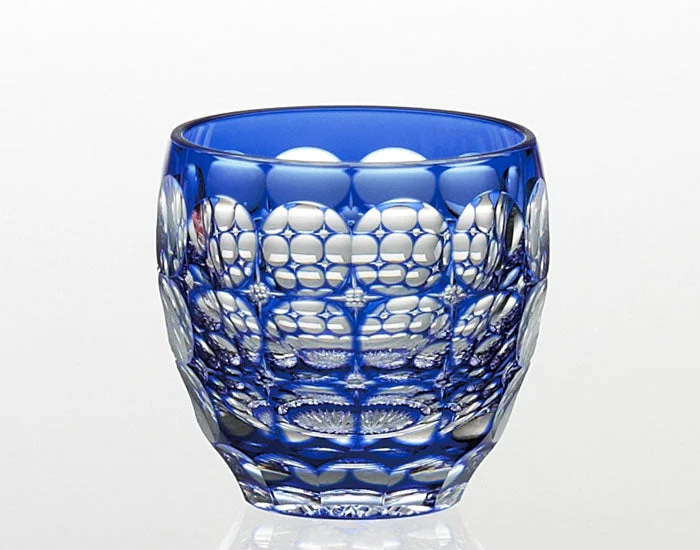 Kagami Crystal - Sake Glass, Edo Kiriko "Hydrangea" By Satoshi Nabetani, Master of traditional crafts