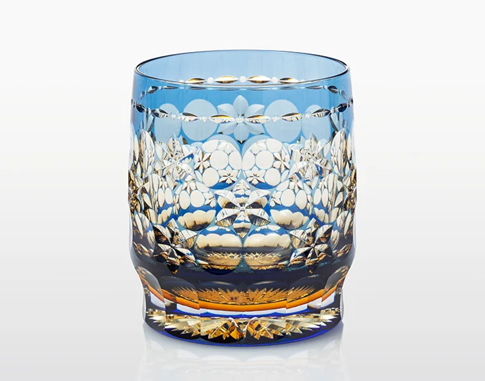 Kagami Crystal - Whiskey Glass, Edo Kiriko Kasaneirome "Tamamai (juggling balls)"