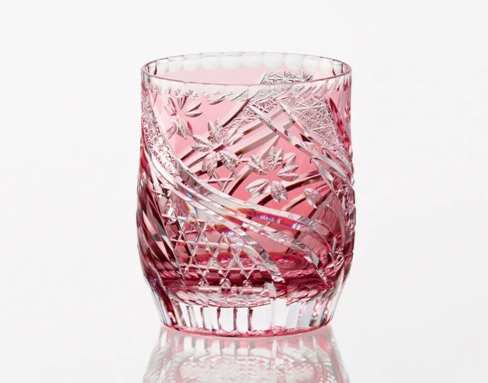 Kagami Crystal - Whiskey Glass, Edo Kiriko "Sakura Nagare"