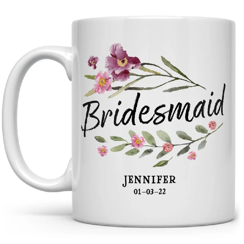 Personalized Bridesmaid Floral Mug