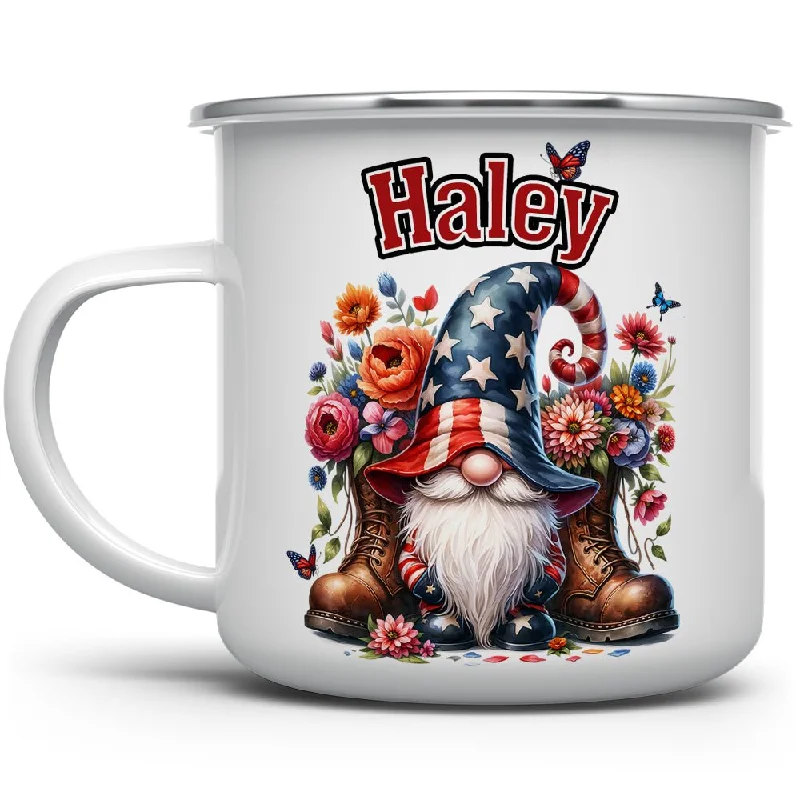 Personalized Name Patriotic Gnome Camp Mug