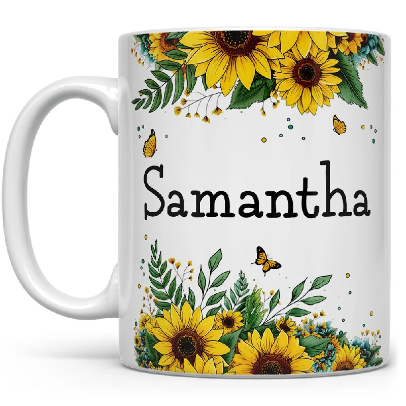 Personalized Name Sunflower Mug