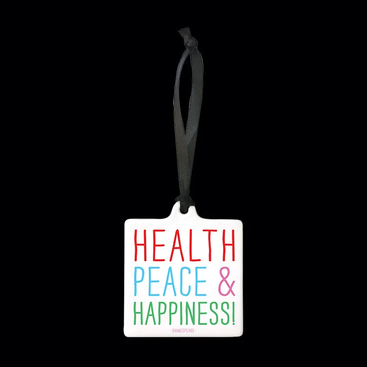 "health, peace & happiness" ornament