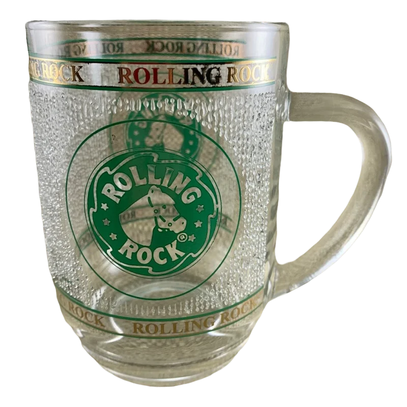 Rolling Rock Textured Glass Mug