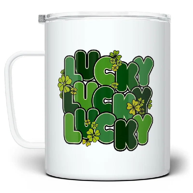 St Patrick's Day Retro Lucky Insulated Travel Mug