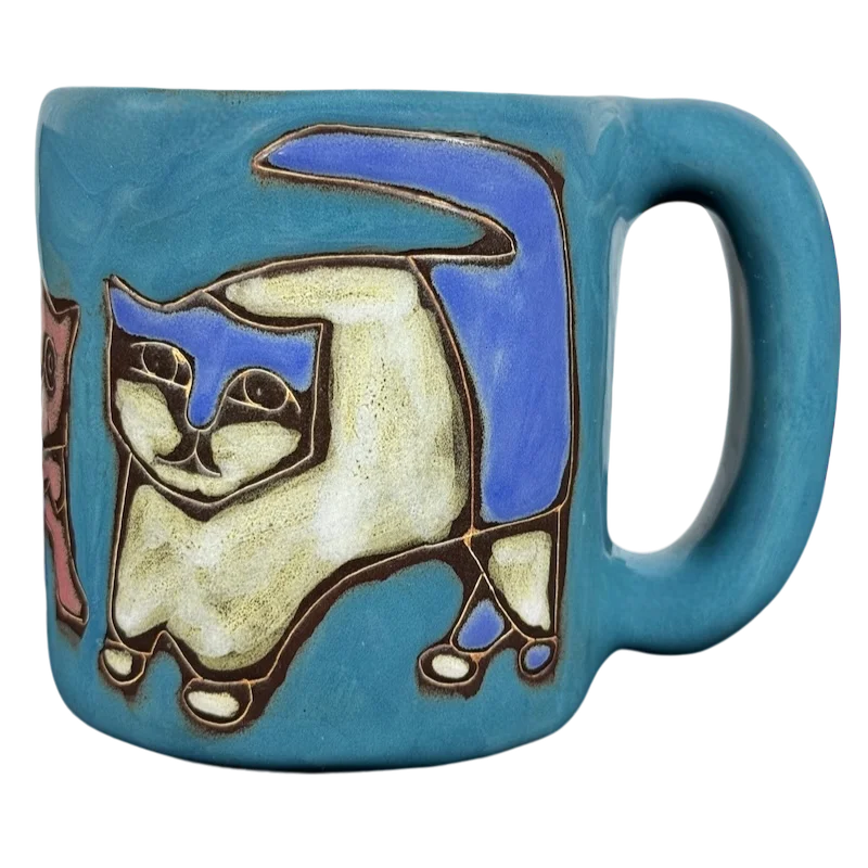 Three Cats Teal Mug Mara Mexico