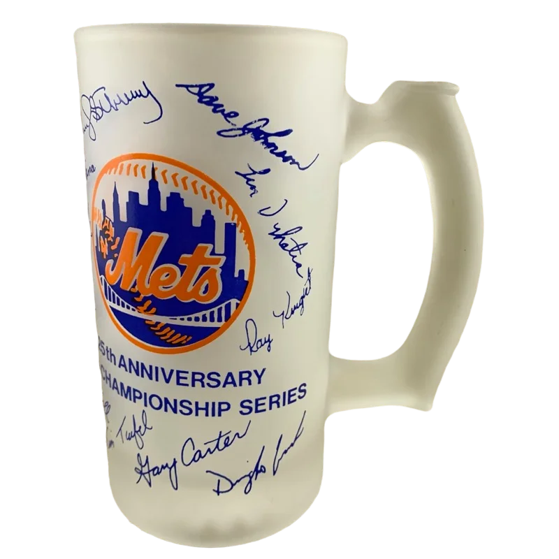 Vintage New York Mets 25th Anniversary 1986 Championship Series Glass Mug