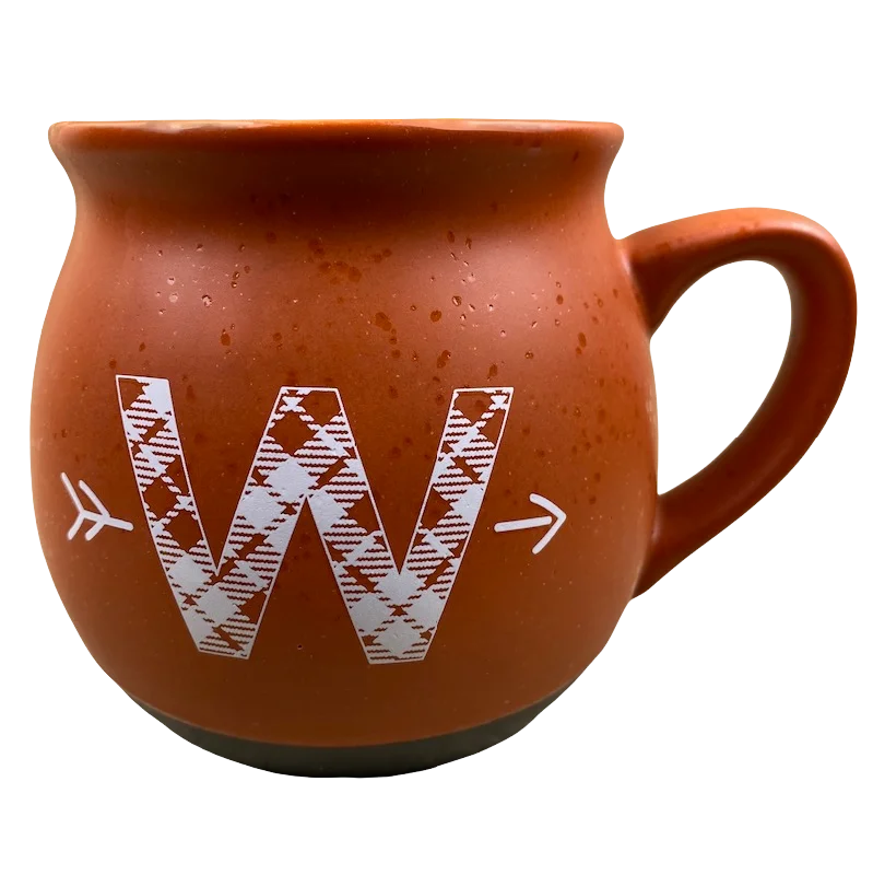 "W" Plaid Monogram Initial Orange Mug Threshold