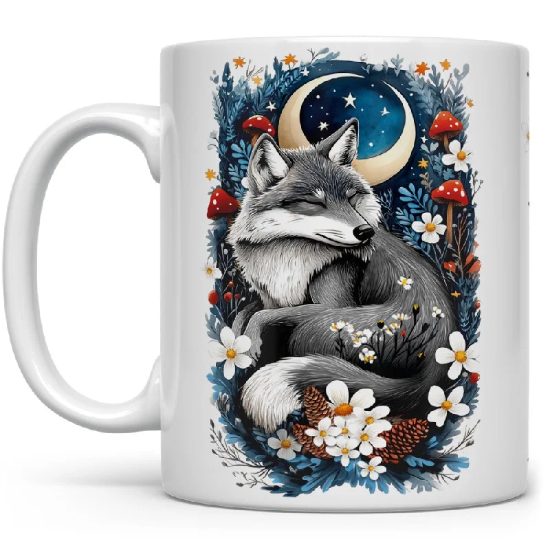 Winter Woodland Sleeping Wolf Mug