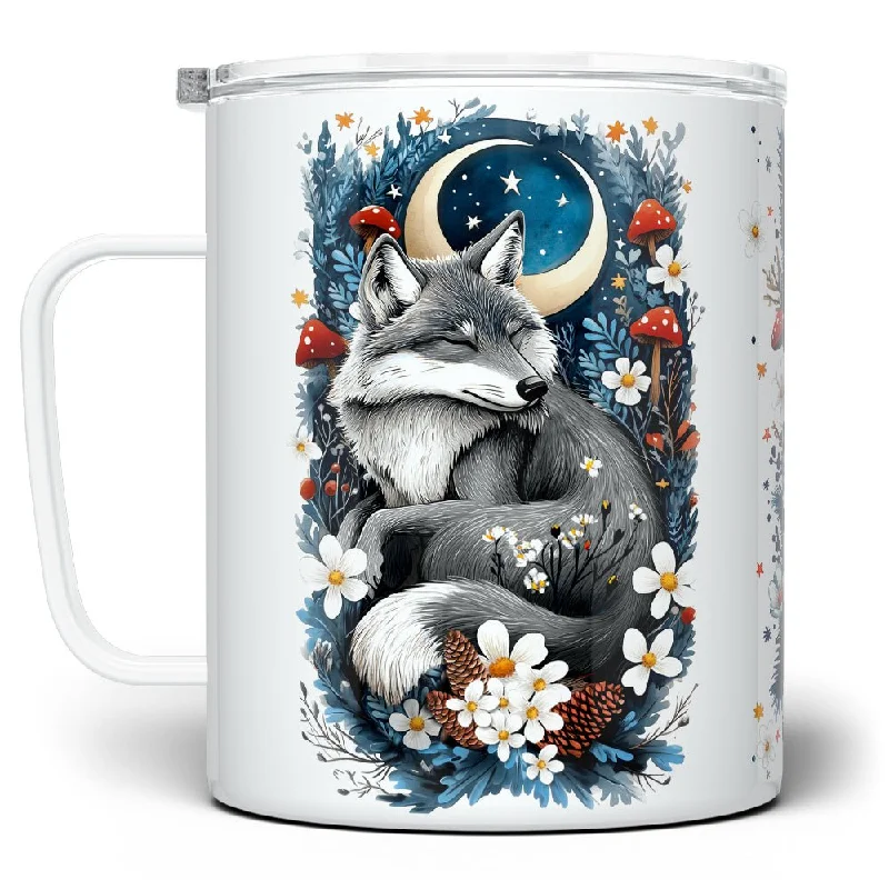 Woodland Winter Sleeping Wolf Insulated Travel Mug