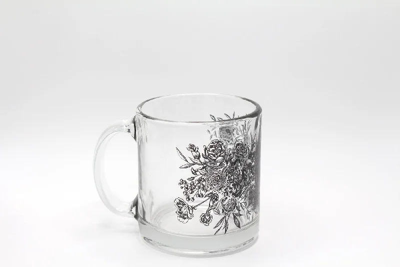 Larger Floral Pattern Glass Mug