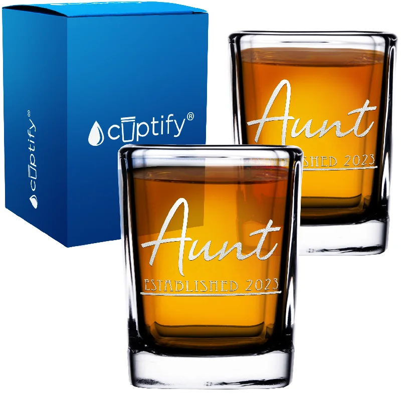 Aunt Established 2oz Square Shot Glasses - Set of 2