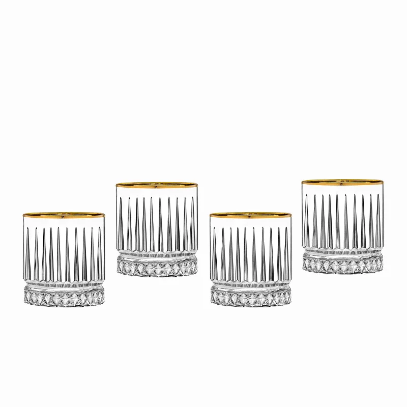 Avenue Gold Rim Double Old Fashion Glass, Set of 4