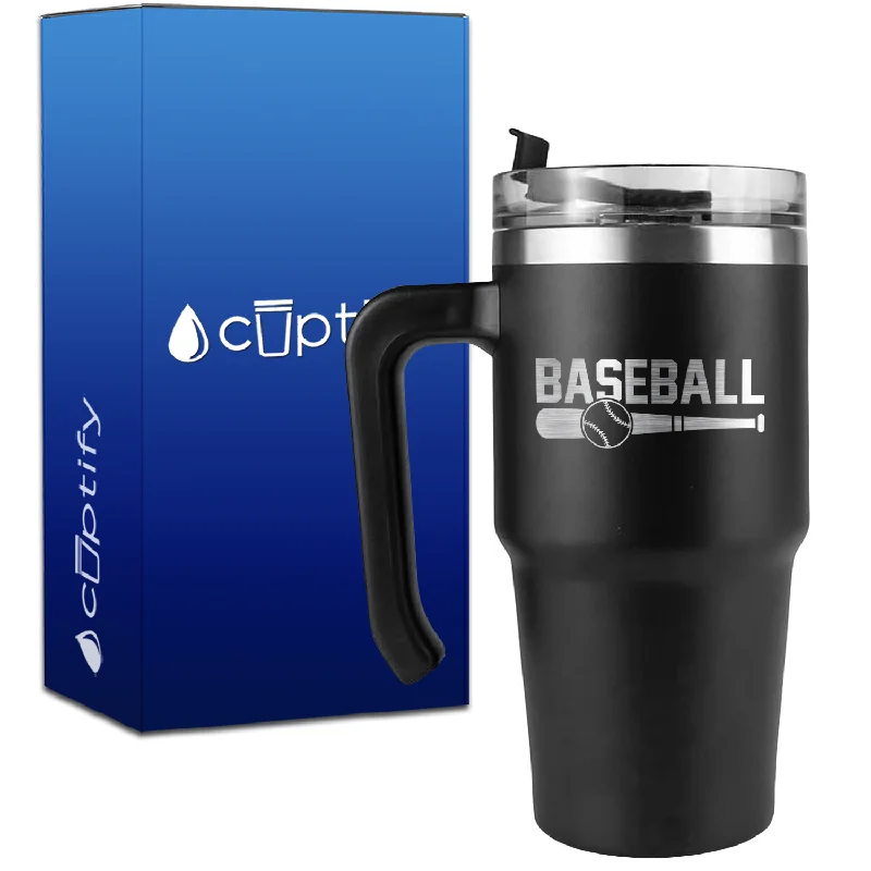 Baseball Bat and Ball on 20oz Baseball Travel Mug