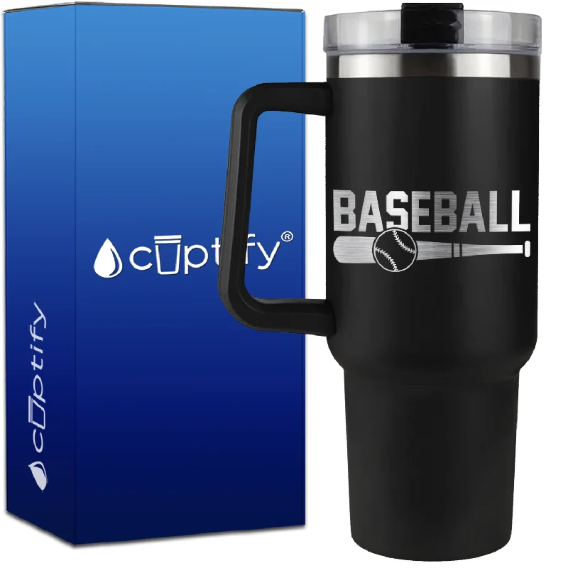 Baseball Bat and Ball on 40oz Baseball Traveler Mug