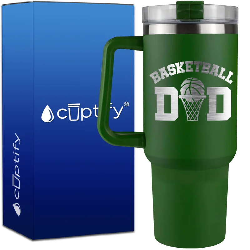 Basketball Dad Ball and Net on 40oz Basketball Traveler Mug