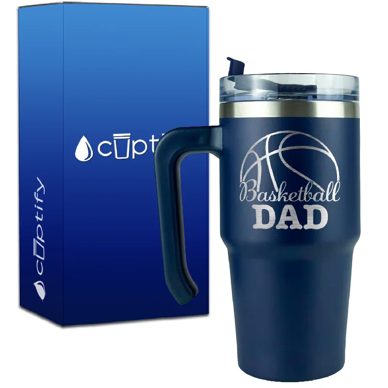 Basketball Dad Big Half Ball on 20oz Basketball Travel Mug