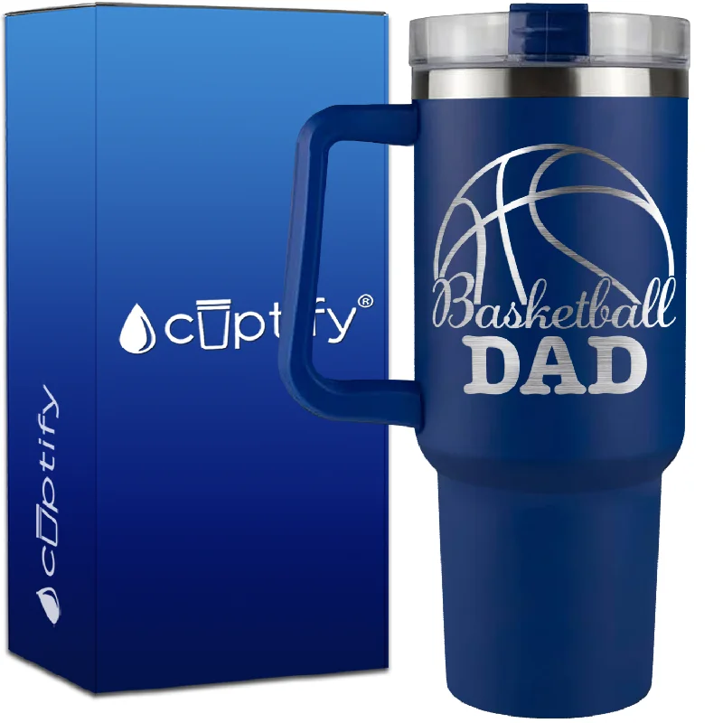 Basketball Dad Big Half Ball on 40oz Basketball Traveler Mug