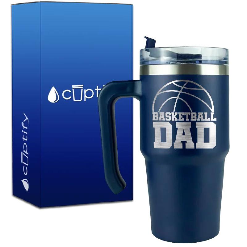 Basketball Dad Half Ball on 20oz Basketball Travel Mug